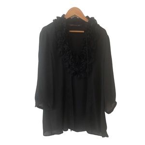 Zara Woman Sheer Ruffle Blouse Size Large
